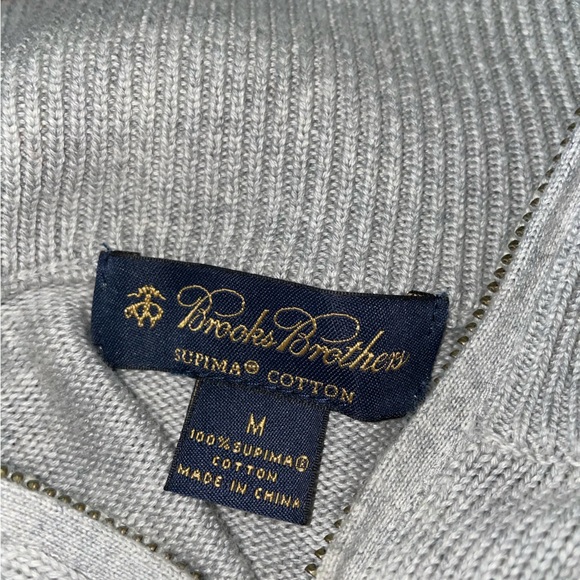 Brooks Brothers Sweater Quarter Zip Supima Cotton Size Medium Grey - Picture 3 of 3